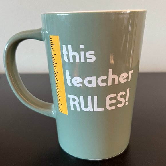 THIS TEACHER RULES Stoneware Mug ~  Back-to-School Teacher Appreciation Gift - Picture 1 of 7